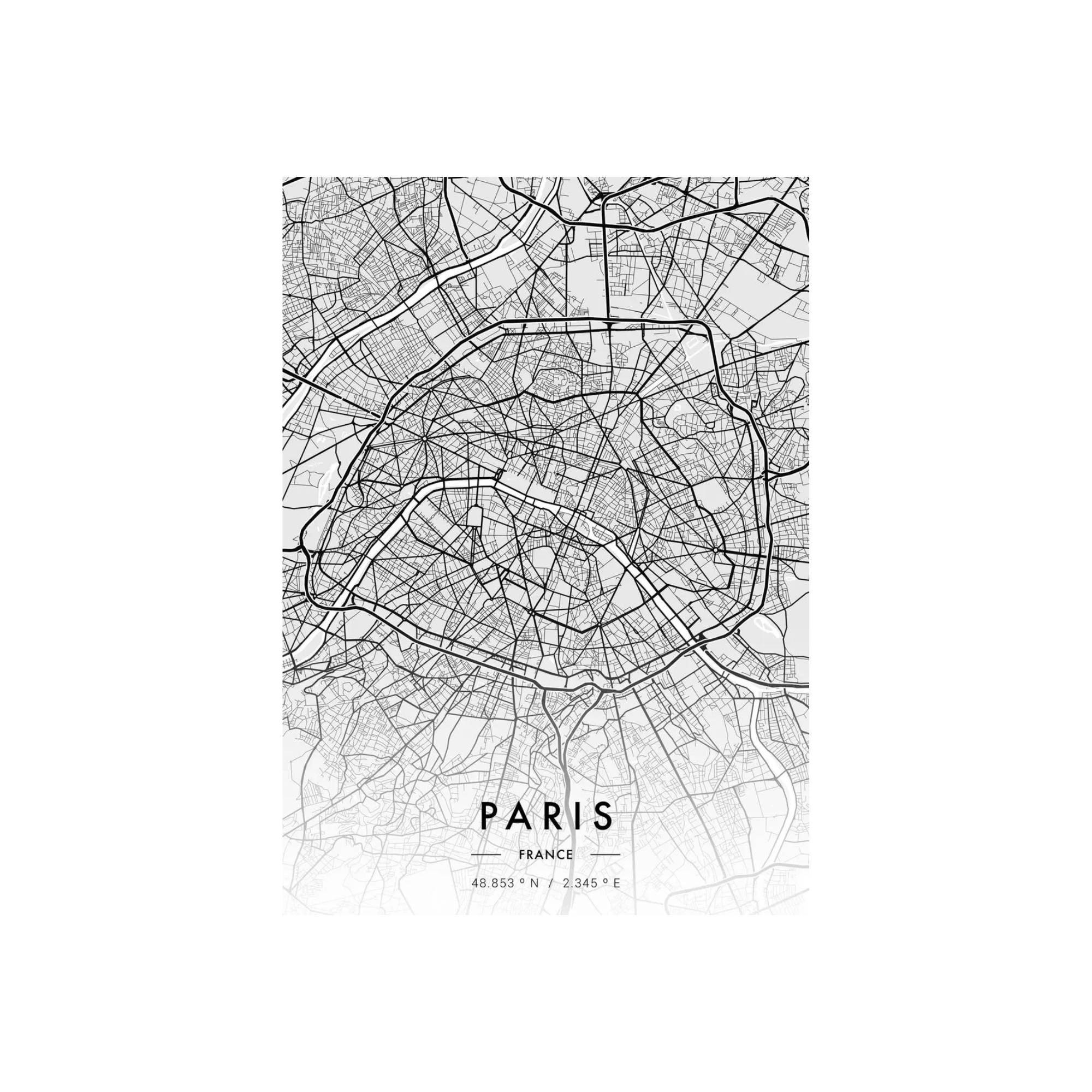Affiche Carte de Paris - Collection Cartes de Villes