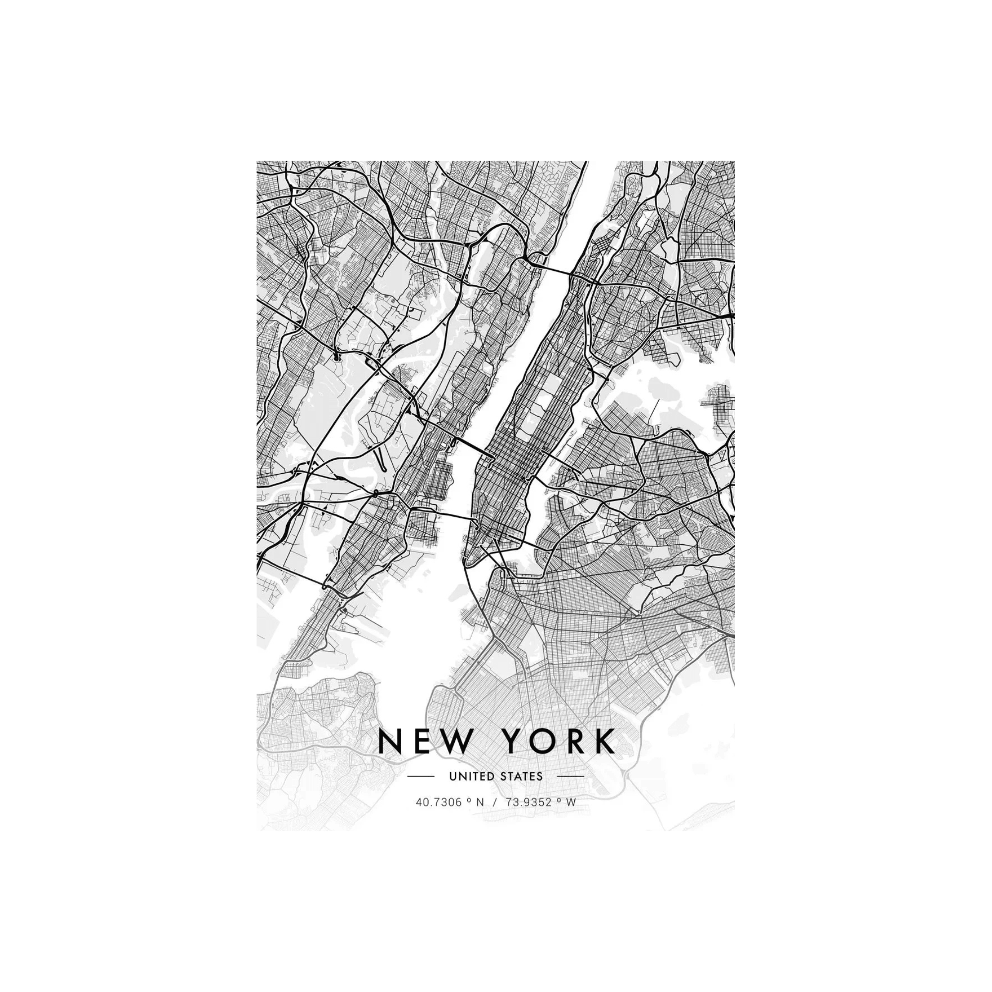 Affiche Carte de New York - Collection Cartes de Villes