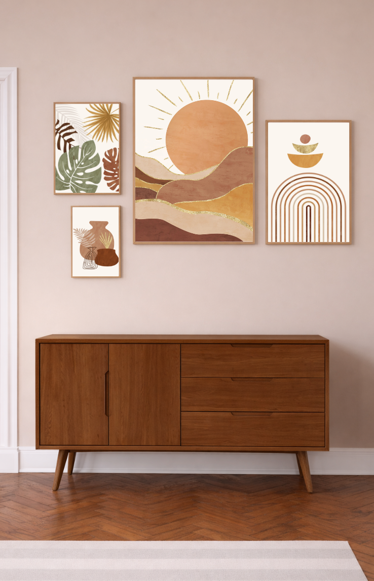 Affiche Feuilles Colorées - Collection Soleil Terracotta