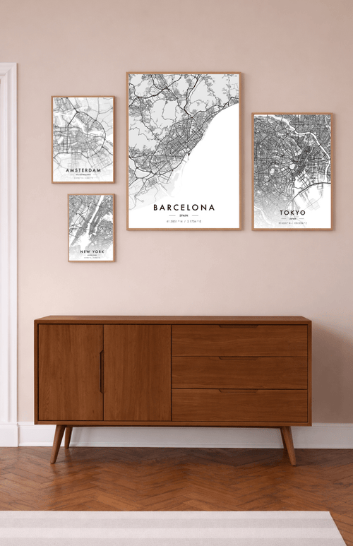 Affiche Carte d'Amsterdam - Collection Cartes de Villes